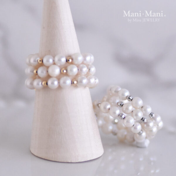 NEW ITEM : アコヤベビーパールK18YG/K18WG スパイラルリング3連